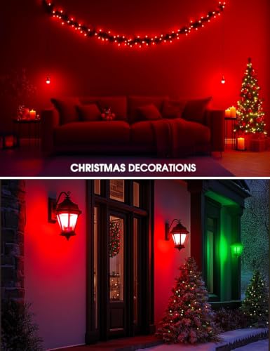 Image of L LOHAS LED Red and Green Light Bulbs Outdoor, Christmas Light Bulbs 2 Pack