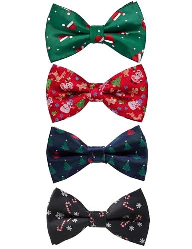 GUSLESON 4PCS Christmas Bow tie Mens Bowties for Festival Party (0529-4P20)