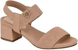 SANDÁLIA FEMININA MODARE 7187.100 PALMILHA ANATÔMICA SALTO BLOCO 6 CM Cor:Nude;Tamanho:36