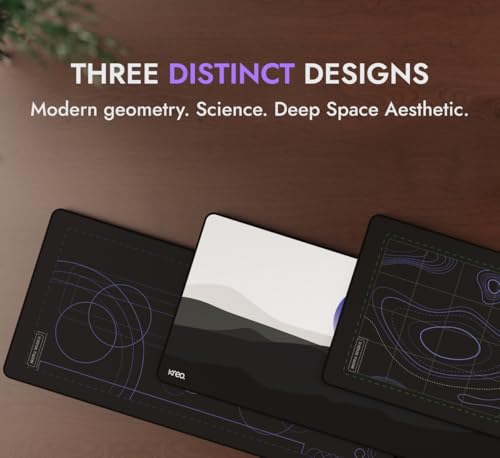 Image of Kreo Terra XXL Deskmat Premium Glass - Smooth Surface, 4mm Cushioned Base, Anti-Fray Stitched Edges - 900x400mm Large Desk Pad for Gaming & Work (Geometric)