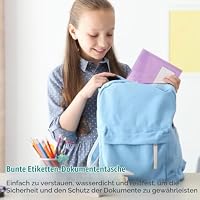 12 Stück Dokumententasche A5 Abheftbar 6 Farben, Wasserdichte Sammelmappe mit Druckknopf & Etikettentasche, Robuste Dokumentenmappe für Büro, Schule & Zuhause, Umschlagmappen zum Abheften – Ansicht 4