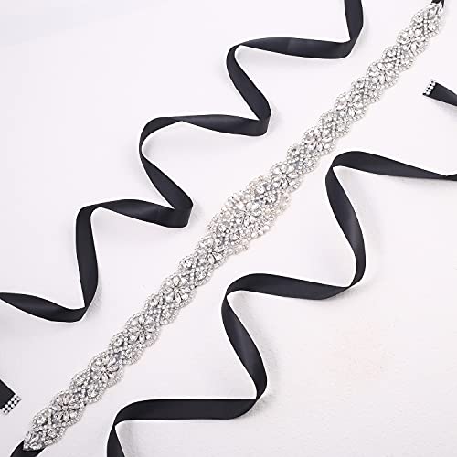 Wedding Sash Bridal Belt with Rhinestones Headband Crystal Bride Bridesmaids Sash for Gown4