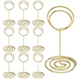 Seimneire 10 Pcs 3.35 Inch Gold Table Number Holders, Metal Sign Holder Wire Photo Holder Place Card Holder, Restaurant Menu Holders Office Memo Holders for Wedding Party