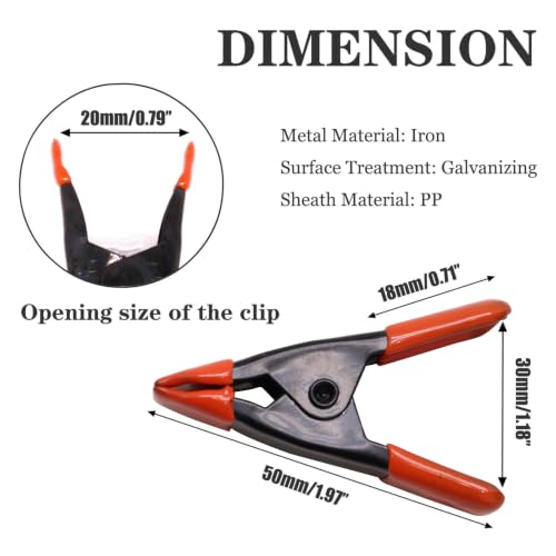 Image of 10 Pcs 2 Inch Spring Clamps, Heavy Duty Metal Strong Clips Clamps Open Mouth is 3 /4 Inch (Orange)