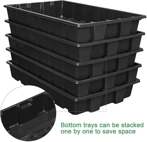 Image of MIXC Seedling Trays Seed Starter Tray, 5-Pack Mini Propagator Plant Grow Kit Greenhouse with Humidity Vented Domes and Base for Seeds' Starting (40 Cells Per Tray, Total 200 Cells), Black