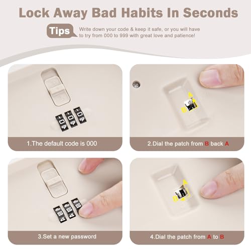 Image of Lockable Storage Box, Small Lock Box with Combination Code for Phone /Medicine Safe /Food Home /Refrigerator /Office /Personal Items /Travel /Gift,9.25 x 5.04 x 3.62''