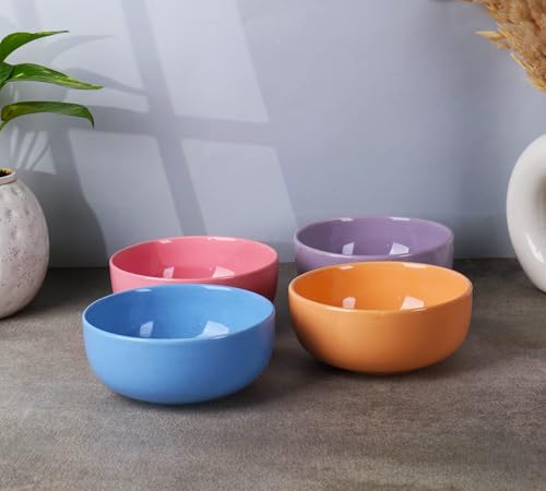 Image of Niyara Ceramic Printed Bowl Set of 2 | Premium Serving Bowls for Snacks, Soup & Desserts | Microwave & Dishwasher Safe (Colourful Bowl)