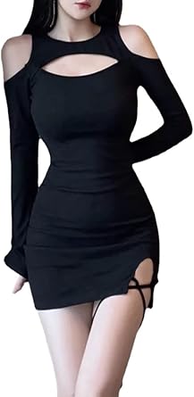 Womens Sexy Mini Dress Lace Up Bandage Slim Long Sleeve Short Dresses Hot Sexy Hollow Out Vestidos Clothes