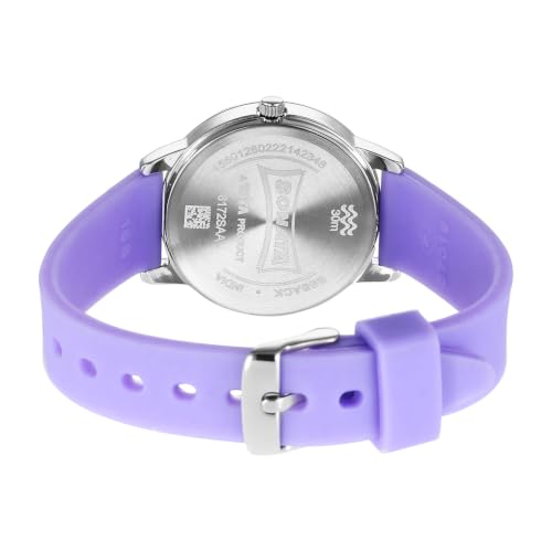 Image of Sonata Plain 3 Hands Metal Black Round Dial Purple-Silicon Spray. Polyurethane Strap Womens Watch - 8172SP04
