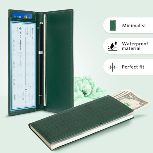 Image of CoBak Checkbook Cover for Women & Men - PU Leather Case with RFID Blocking | Classic Design Check Book Holder for Personal and Business