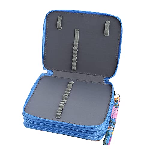 Image of 72 Slots Pencil Case Organizer w /Removal Handle Strap | 3-Layer Zipped Pencils Box Large for Colored Pencils Watercolor Pencils for Office and Travel for Artist