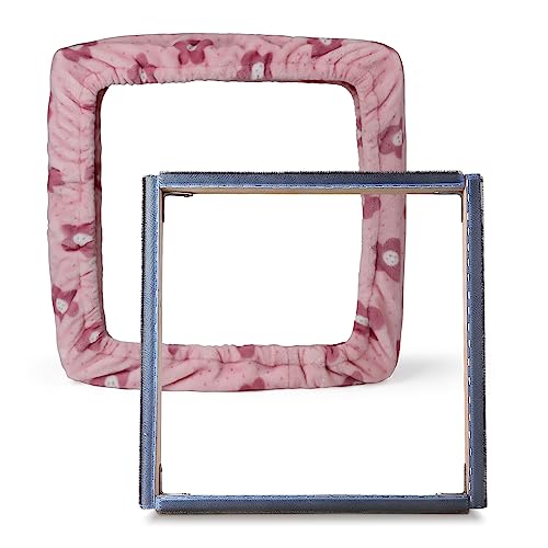 Image of ICZW Gripper Strip Frame Punch Needle Frame Rug Hooking with Frame Cover 15.7 inch x 15.7 inch (Pink)