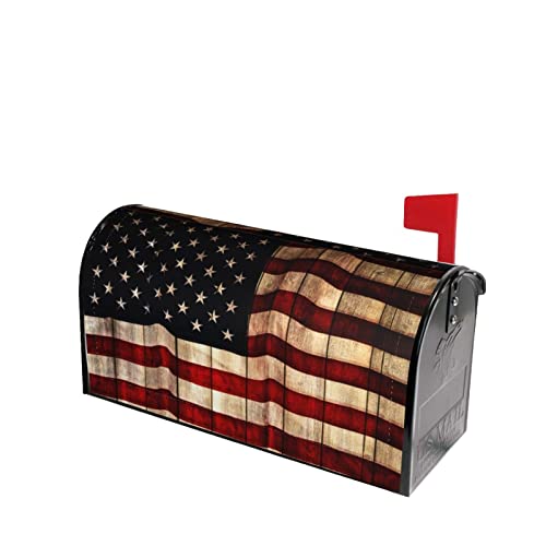 Image of Vintage American Flag Mailbox Covers Large Size 25.5x21 Inch Patriotic American Memorial Day Magnetic Mailbox Cover 4th of July Holiday Decorative Post Letter Box Cover for Yard Garden Entrance