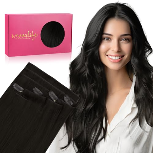 Image of WENNALIFE Invisible Edge Seamless Clip in Hair Extensions Real Human Hair