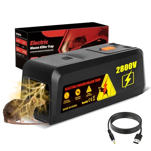 ADOGO Elektrische Rattenfallen 2800V Upgrade Hochspannungs Elektrische Mausefalle Rattenfallen Schlagfallen Für Ausgewachsene Ratten Mausefalle Rattenfalle Elektrisch
