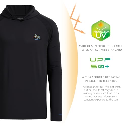 Men’s UPF 50+ Hoodie Shirt Long Sleeve Permanent UV Sun Protection Vented Tee Performance for Outdoor Hiking Fishing2