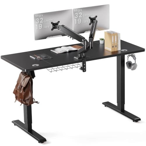 Image of SIAGO 55 x 24 Inch Electric Standing Desk with Dual Monitor Stand