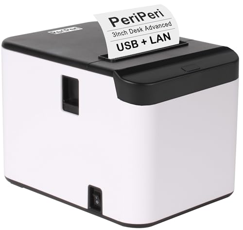 Image of PeriPeri 3inch Desk Advanced 80mm Inkless Receipt Thermal Printer with Auto Cutter & Cash Drawer Support, ESC /POS Bill Print (1Year Warranty) (USB+LAN)