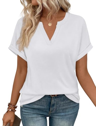 Image of WIHOLL Womens Blouses Spring Tops Short Sleeve Shirts Dressy Casual Summer Vacation Fashion Clothing 2026