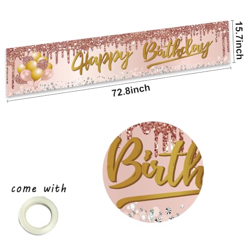 Image of Excelloon Happy Birthday Decorations Birthday Banner for Girls Women