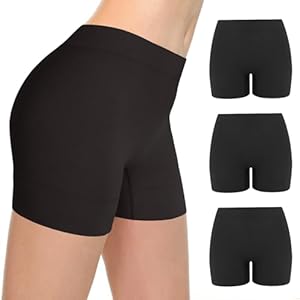 POPKOK Damen Anti Chafing Unterhosen Boxershorts Kurze Leggings Unterwäsche Nahtlos Boyshorts Panties 3er Pack (M, Schwarz)