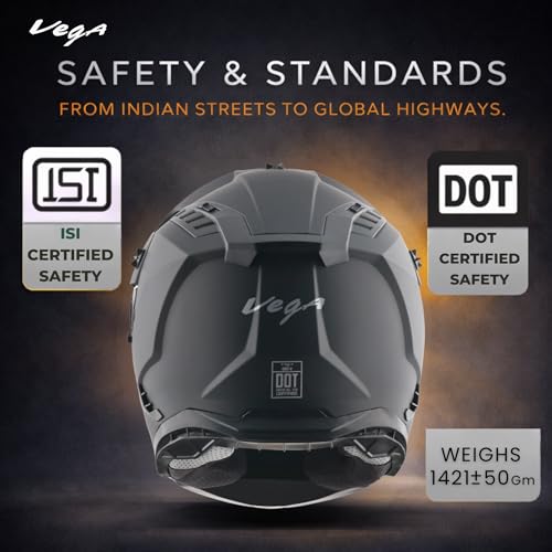 Image of Vega VF 11 Dirt-X Solid Full Face Riding Helmet with Matte Shock Absorbing Shell, Aerodynamic Design, Ventilated Interior, Comfortable Fit, Durable Riding Helmet - Dull Black -XL
