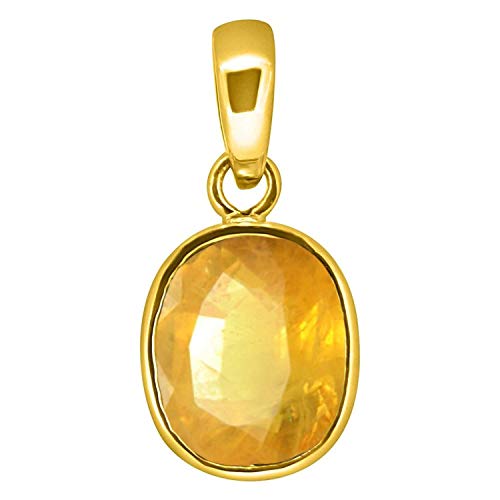 Ayush Gems 認定 11.00カラット 天然未加熱セイロンペンダント/ロケット イエローサファイア (Pukhraj Stone) ラボ認定(トップAAA+)による宝石 男女兼用, free size, ルースジェムストーン, イエローサファイア
