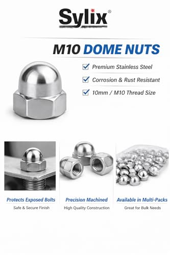 Image of SYLIX 10MM Stainless Steel Hex Dom Nut (25 PCS)