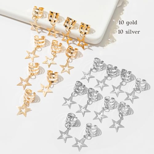 Pinzas huecas estrella metálicas oro y plata, 20 unidades miniatura 2