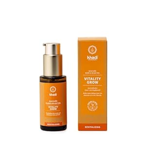 khadi VITALITY GROW Hair Oil, Rosemary for more volume & hair growth, against hair loss, silicone & paraben free, 100% herbal, natural & vegan, Ayurvedic hair care, Natural Cosmetics, 50ml