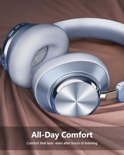 Image of Wentronic Y03 Bluetooth Headphones Wireless Active Noise Cancelling Over Ear Headphones 48 Hours Playtime High Sound Quality 6 EQ Music Mode Headphones with Soft Ear Cushion - Blue