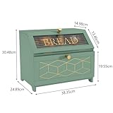 MROJISC Green Bread Bin, Wooden Bread Bin Double Layer with Transparent Window, Large Breadbox Bread Bins for Kitchen Countertop Food Storage - Image 6