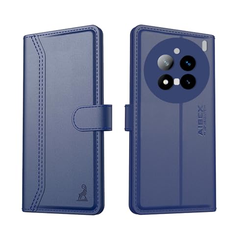 Image of AIBEX Compatible for Vivo X200 PRO 5G Flip Cover Leather Finish with Magnatic Closure | Inside TPU with Card Pockets | Wallet Stand | Complete Protection Flip Case -Blue