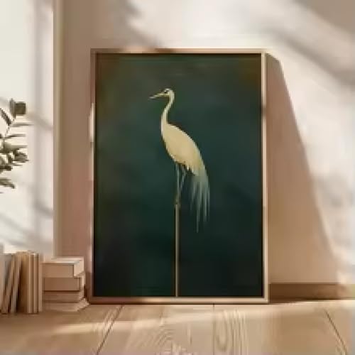 Toile grue vintage 80 x 140 cm avec cadre pour habiller un grand mur
