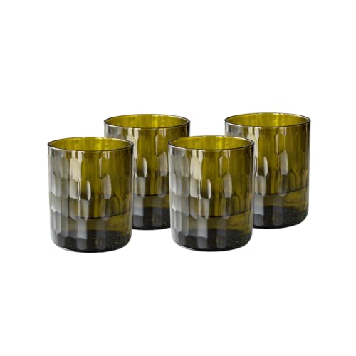 IWAS Upcycled Small Honeycomb Textured Drinking Glasses, Short, 8.45 oz