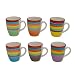 Produktbild DRULINE 6er Set Kaffeetasse Keramik Becher Kaffeepott Kaffeebecher Tassen Pott Premium Porzellan Uni bunt Bürotasse Trinkbecher Becherset Modernes Design ca.400 ml Bunt (Ø x H) ca. 8,5 x 10 cm
