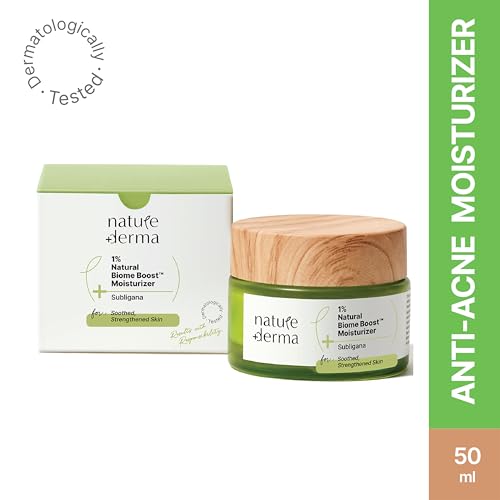 Image of 1% Natural Biome-Boost Moisturizer with Subligana | Helps Reduce Acne and Blemishes| For Soothed, Strengthened Skin | 50ml | Dermatologically Tested