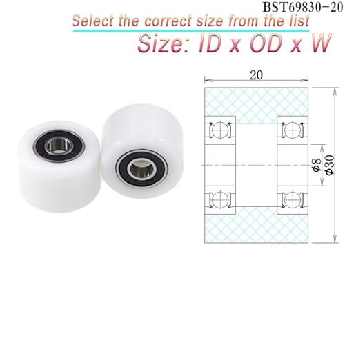 Cojinetes de bolas de ranura profunda con rodillo de plástico POM de 8x40x50 mm para guiado 6
