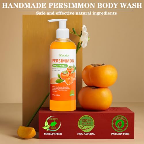 Image of Persimmon Body Wash for Old People Smell, Natural Deodorant Bar Soap for Strong Odor Smelly Feet Remove, Cleansing Body Deodorizing with Persimmon & Green Tea Extracts (Pack of 3)