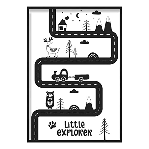 Image of Artze Wall Art Little Explorer Black and White Scandinavian Nursery Poster, 21 cm Width x 30 cm Height