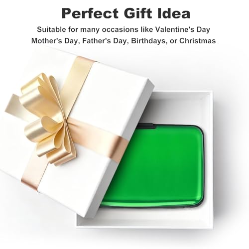 Image of ELFISH Mini RFID Aluminum Wallet Credit Cards Holder Business Card Case Metal ID Case for Men Women (Green)