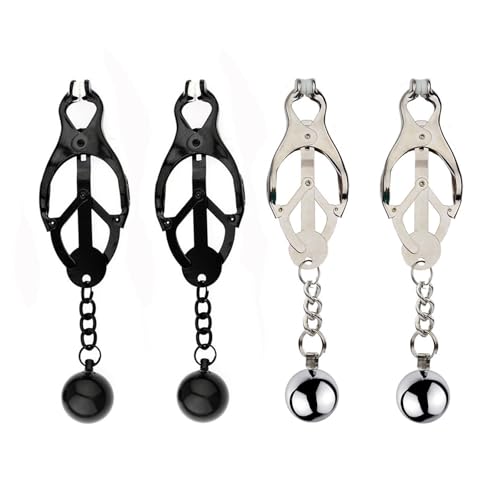 Nipple Clamps Clip for Women Body Clamps with Bell Clip for Women Men Weighted Balls Bodies Ring Bodies Chain Non-Piercing Body Jewelry (Weighted Balls Black)4