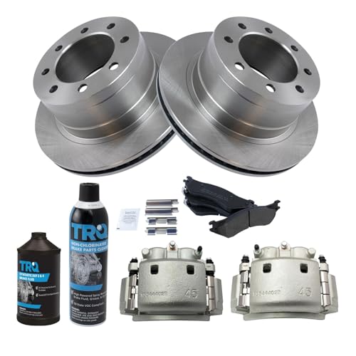 Image of TRQ Rear Brake Pad, Caliper, & Rotor Kit, with Chemical Kit Semi-Metallic Compatible with 2006-2008 Dodge Ram 1500 2003-2008 Ram 2500, 3500
