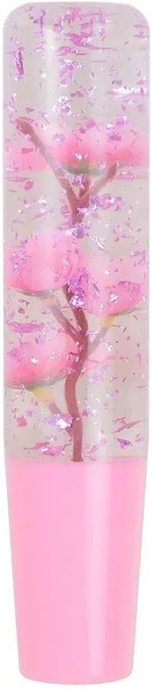 ​​Shift Handle Pink Glitter Cherry Blossom Flower Shift Knob Crystal Resin Styling Gear Shift Knob for Auto Interior Accessories(20CM)