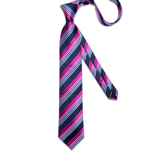 Image of DiBanGu Striped Tie Set for Men Silk Woven Plaid Necktie and Pocket Square Cufflinks Business Wedding
