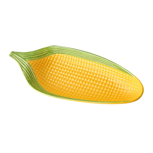 Luxshiny 1Pc Lovely Ceramic Corn Refreshment Plate Chic Food Plate for Table Snacks Smooth Edges Design for Serving Appetizers and Desserts