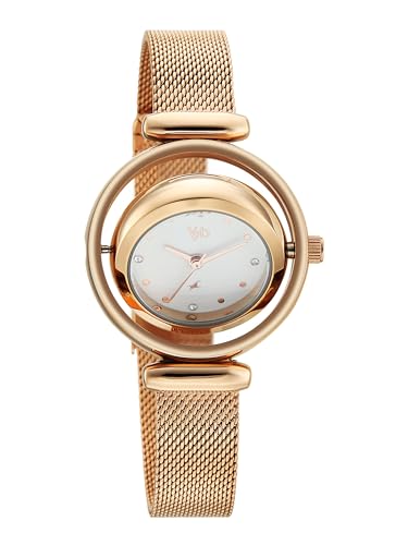 Image of Fastrack Vyb Celeste with Quartz Analog White Dial Rose Gold Stainless Steel Strap Watch for Girls - FV60118WM01W