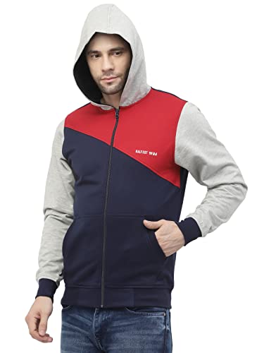 Image of Kalt Men Full Sleeves Zipper Fleece Colour Block Hoodie