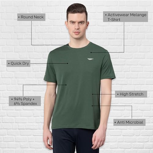 Image of Red Tape Activewear Round Neck T-Shirt for Men | Quick Dry | Anti Microbial | Stretchable