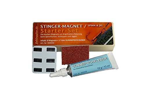 fishingglue.de Stinger Magnet Starter-Set SPINN & JIG inkl. 12g Gummifischkleber; für Gummiköder zum Raubfischangeln Cover